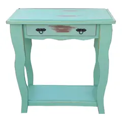 MARFELD MUEBLES - Mesa de arrimo vintage turquesa 80cm