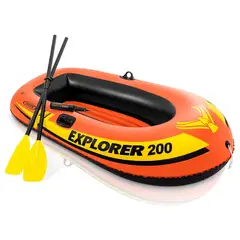 INTEX - Bote Inflable Explorer 200 Set Capacidad 95 Kg + Remos + Inflador