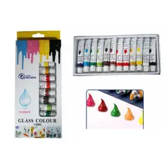 GENERICO - Pintura sobre Vidrio Glass Colour Set 12 Colores 12ml