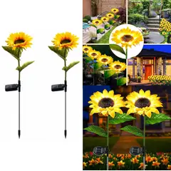 GENERICO - Pack de 2 Estacas de Girasol solar en luz Led iluminación exterior