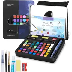 KUANGYE - Acuarelas Profesionales 48 Colores Funda Negra