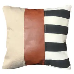 ELIZABETH PEPER - Funda Cojin Decorativo EcoCuero Rayas Blanco y Negro 45x45.