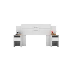 RODLER - Respaldo Cama Queen 2 Plazas Set 2 Veladores Blanco