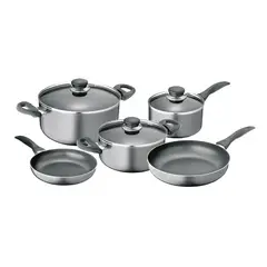 FANTUZZI - Batería de cocina de aluminio 8 Piezas Gris Gourmet