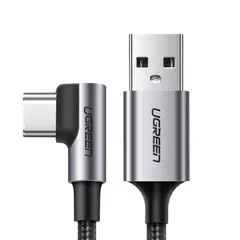 UGREEN - Cable USB-C en ángulo a USB 2.0 A trenzado 1m Gris