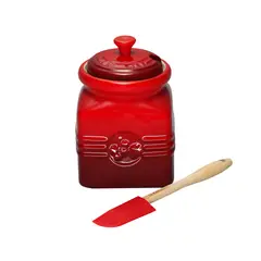LE CREUSET - Bote de Mermelada con Espátula Cereza
