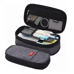 GENERICO - Estuche escolar de lona de gran capacidad de lápices Gris