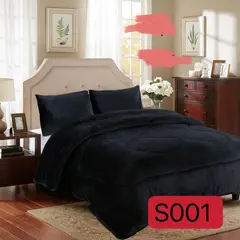 GENERICO - Cubrecama de Invierno Plush con Chiporro 2 Plaza Negro