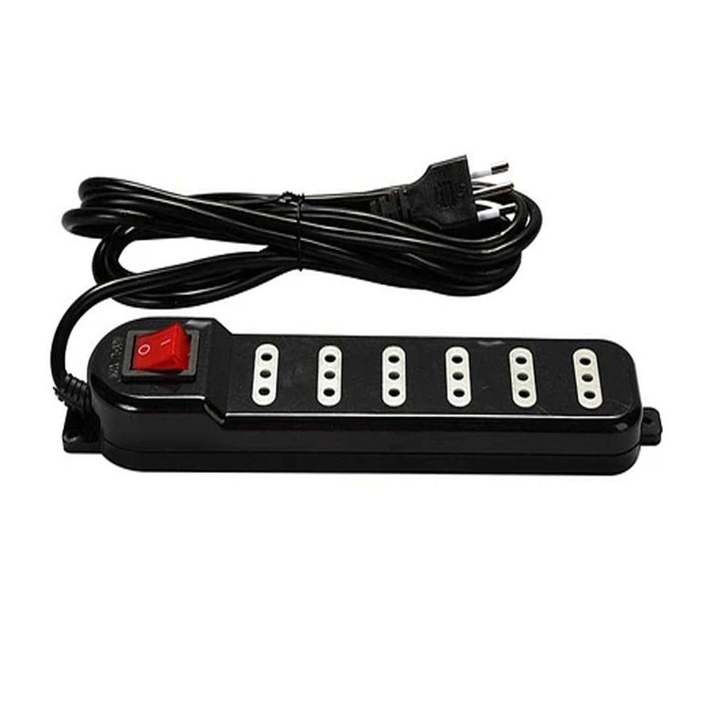 ALARGADOR 6 TOMAS 3 METROS SWITCH ON/OF NEGRO