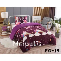 GENERICO - Plumon Cobertor de invierno de plush y chiporro 1,5 Plaza Unicornio