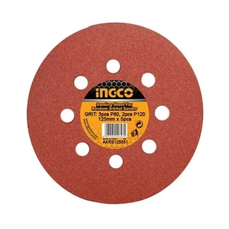 5x Disco Lija Para Pulir 125mm Velcro Grano Variado AKRS125051