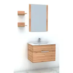TEBISA - Mueble baño con vanitorio griferia y accesorios Color barquillo