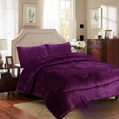 GENERICO - Cubrecama de Invierno Plush con Chiporro 1,5 P Morado M27
