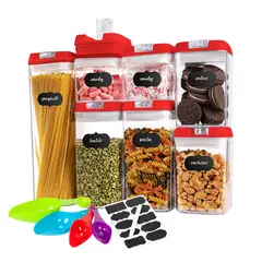 CHEFCHOICE - Set 7 Contenedores Super Hermeticos Envases Acrilicos Cocina Rojo
