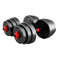 ATLETIS - Set de Mancuernas y Barra 30 Kg 2 en 1 Negro