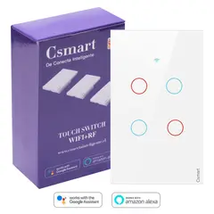 CONECTA - Interruptor Inteligente Wifi Touch 4 Canales- Con y Sin Cable Neutro