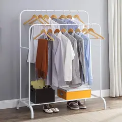 VIDITA - Perchero Organizador Colgante De Ropa Doble Barra Metálico Blanco