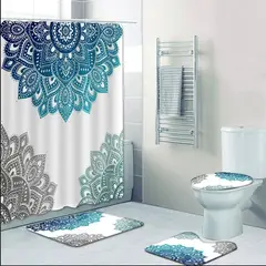 GENERICO - Juego de cortina y alfombra para el baño 04 piezas