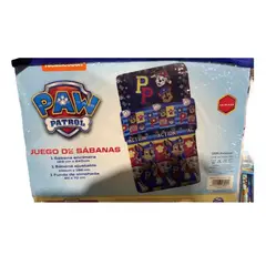 OEM - SET SABANAS AJUSTABLE + ENCIMERA + 1 FUNDA 1, 5 PLAZAS PAW PATROL