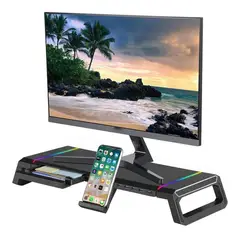 LINKON - Soporte Monitor Rgb Organizador Escritorio Puerto Usb