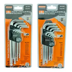 MAKAWA - Pack Juego De Llaves Allen Hexagonal Y Estrella Medianas