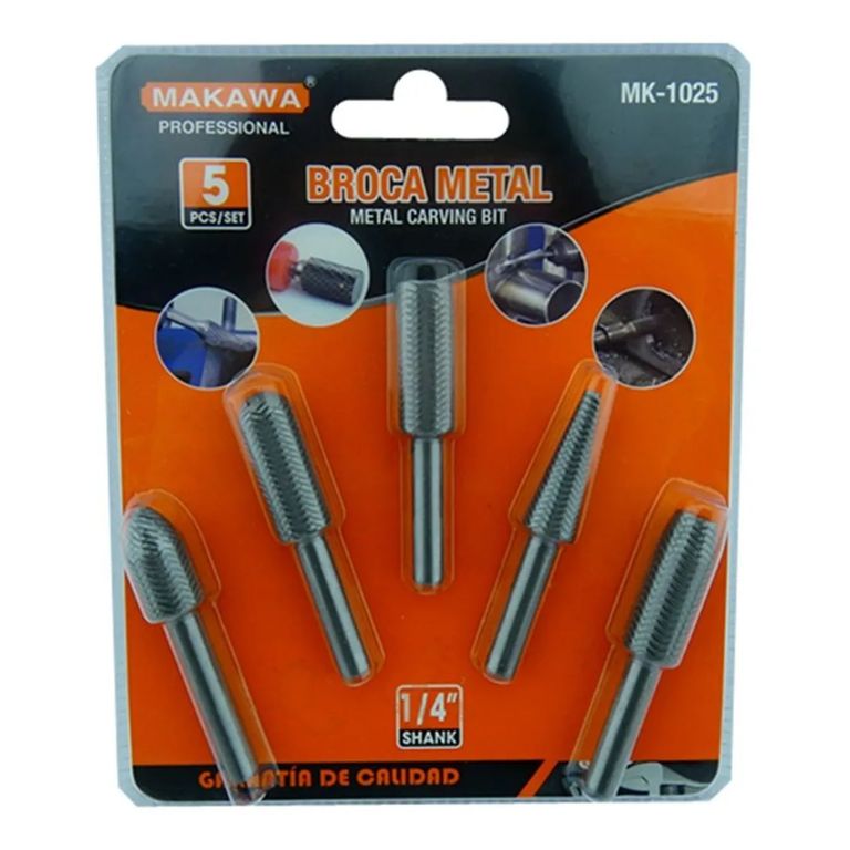 Kit Juego Brocas Metal Escofina Rotativa 1/4 5 Pcs Mk-1025
