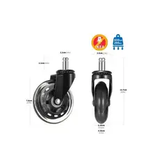 GENERICO - Ruedas Silicona Para Sillas Gamer U Oficina