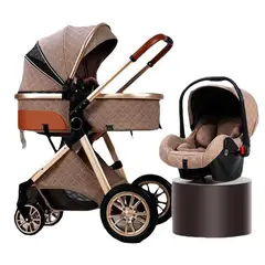 LUBABYCAS - Coche bebé Deluxe Con Silla Nido Y Accesorios Café