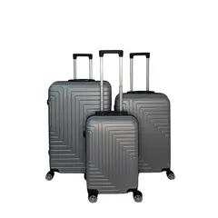 GENERICO - Set 3 Maletas Rigidas Ruedas 360- Gris L