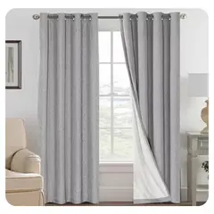 GENERICO - Cortinas gruesa engomada 100% blackout, 2 lienzo GRIS 140x230