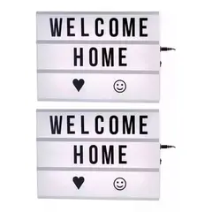 ESHOPANGIE - Pack 2 Caja De Luz Led A4 Pizarra Con Letras Y Emojis Cartel