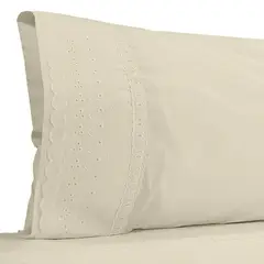 VICTORIANAS - Juego De Sabanas Queen Broderie Clasico Crudo 200 Hilos
