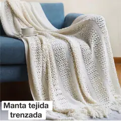 TODOHOGAR SANTIAGO DE CHILE - Manta tejida KING trenzada beige