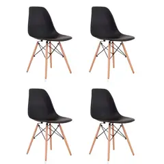 LUMAX - Set 4 Silla Eames Dsw Clasica Negra