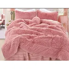 GENERICO - Plumon Cobertor de invierno Peludo con Chiporro KING - Rosa