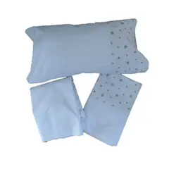 GENERICO - Sabanas cuna colecho colchón 90x55Cm - Estrellas gris platino