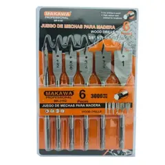 MAKAWA - Kit Juego Set De Mecha De Madera Para Taladro 6 Pieza