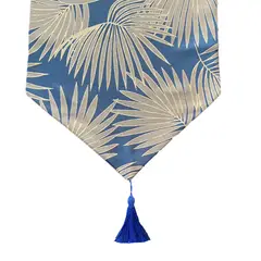 ELIZABETH PEPER - Camino De Mesa Con Diseño Azul y Dorado 180x33 cm.