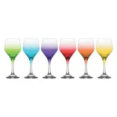 LAV - Set 6 Copas de Vino Colores Ella Vidrio Turco