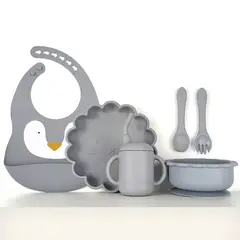 GENERICO - Set alimentación complementaria silicona León Gris