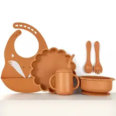 GENERICO - Set alimentación complementaria silicona León Terracota