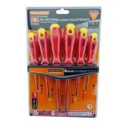 MAKAWA - Set Kit Juego De Destornilladores Electricos 6 Piezas
