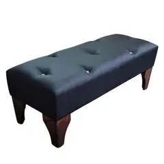 GENERICO - Banqueta Botón Diamante Negro Eco Cuero 100x40x40