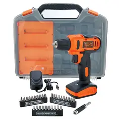 BLACK+DECKER - Kit Taladro Atornillador 12V + accesorios