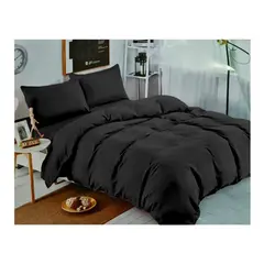 GENERICO - Juego De Sabanas Unicolor Negras 2.0 Plazas (Queen) 144 Hilos