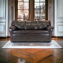 MUEBLES AMERICA - Sofá América 3 Cuerpos Cuero Sintético Café Moro.