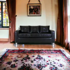 MUEBLES AMERICA - Sofá George 3 Cuerpos Cuero Sintético Negro