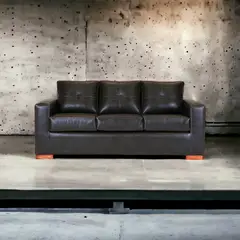 MUEBLES AMERICA - Sofá Franco 3 Cuerpos Cuero Sintético Chocolate