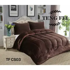 ANGELES DEL HOGAR - Cobertores plush con chiporros 2 plazas Cafe