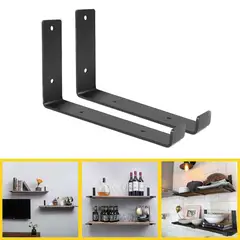 AIZO - 30CM Soporte Estantería 30cm Hierro Robusto Negro